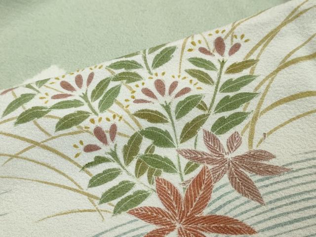 平和屋着物●訪問着 胴抜き仕立て 流水草花文 正絹 逸品 DABI2474ud