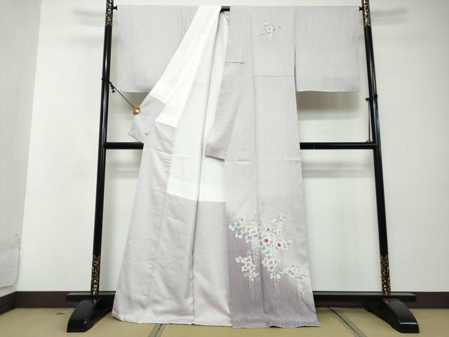 平和屋着物●螺鈿作家 藤本隆士 訪問着 螺鈿 草花文 暈し染め さが美扱い 正絹 逸品 未使用 DABI2478ud