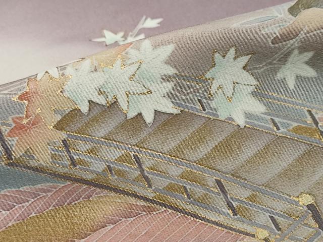 平和屋着物●豪華色留袖 作家物 駒刺繍 渡橋風景草花文 暈し染め 金彩 正絹 逸品 DABI2481ud