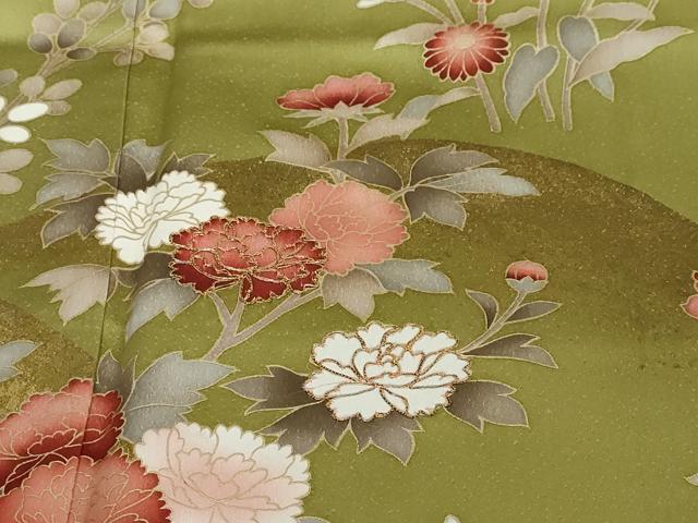 平和屋着物●訪問着 駒刺繍 草花文 金彩 正絹 逸品 DABI2487ud