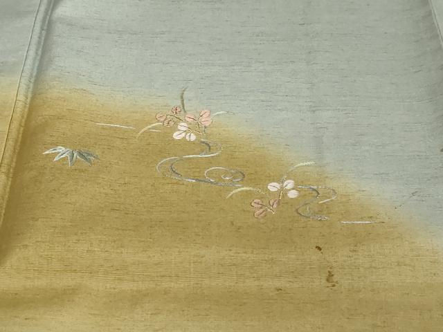 平和屋着物●創業140年 小糸染芸の四代目 小糸敏夫 訪問着 紬地 総刺繍 流水草花文 暈し染め 鈴乃屋扱い 正絹 逸品 DABI2489ud