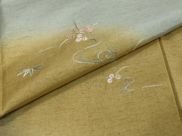 平和屋着物●創業140年 小糸染芸の四代目 小糸敏夫 訪問着 紬地 総刺繍 流水草花文 暈し染め 鈴乃屋扱い 正絹 逸品 DABI2489ud