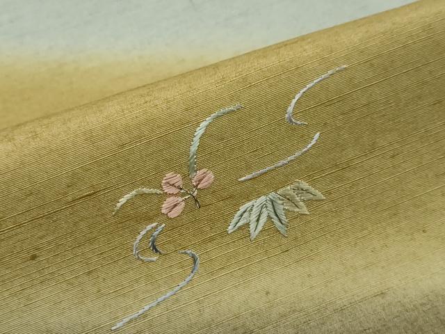 平和屋着物●創業140年 小糸染芸の四代目 小糸敏夫 訪問着 紬地 総刺繍 流水草花文 暈し染め 鈴乃屋扱い 正絹 逸品 DABI2489ud
