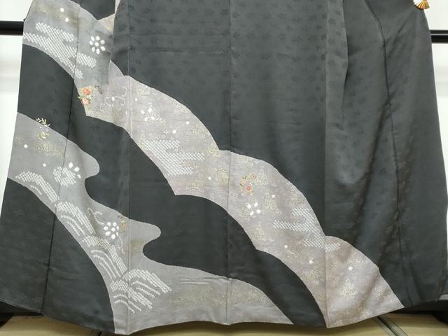 平和屋着物●訪問着 絞り 刺繍 草花文 金彩 正絹 逸品 DABI2490ud