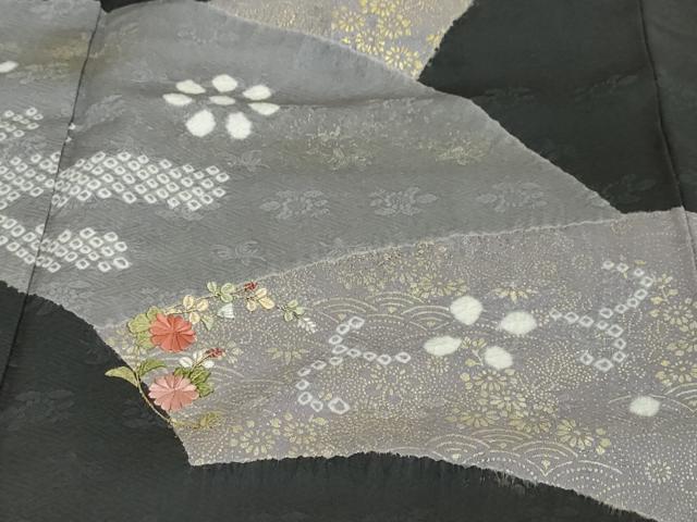 平和屋着物●訪問着 絞り 刺繍 草花文 金彩 正絹 逸品 DABI2490ud