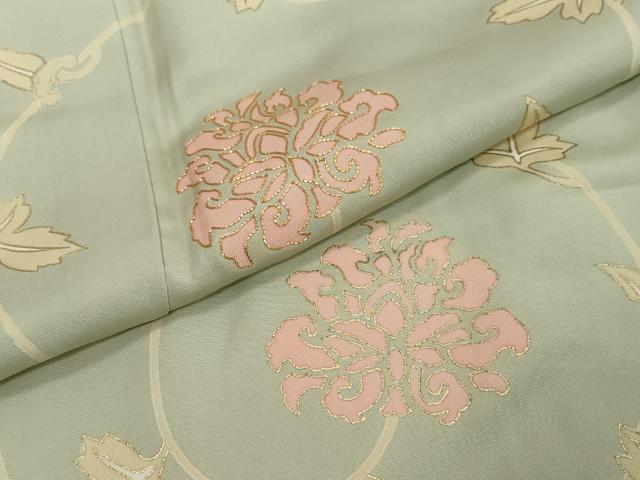 平和屋着物●訪問着 駒刺繍 花唐草文 金彩 正絹 逸品 未使用 DABI2491ud