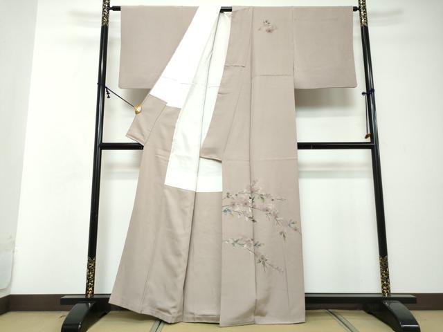 平和屋着物●中国三大刺繍 スワトウ刺繍 汕頭刺繍 総刺繍 訪問着 草花文 金糸 正絹 逸品 DABI2492ud