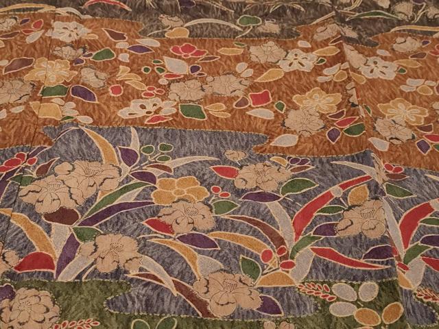 平和屋着物●訪問着 横段草花文 正絹 逸品 DABI2496ud