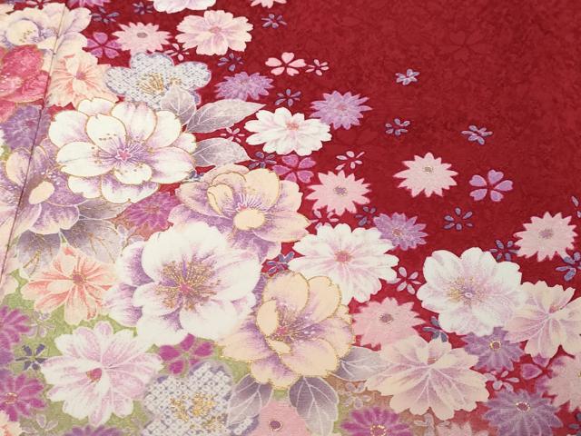 平和屋着物●豪華振袖 流水草花文 暈し染め 金彩 正絹 逸品 DABI2504ud