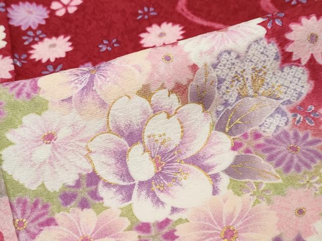 平和屋着物●豪華振袖 流水草花文 暈し染め 金彩 正絹 逸品 DABI2504ud
