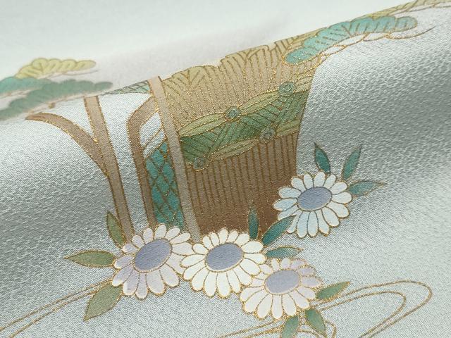 平和屋着物●訪問着 流水風景草花文 暈し染め 金彩 正絹 逸品 DABI2506ud