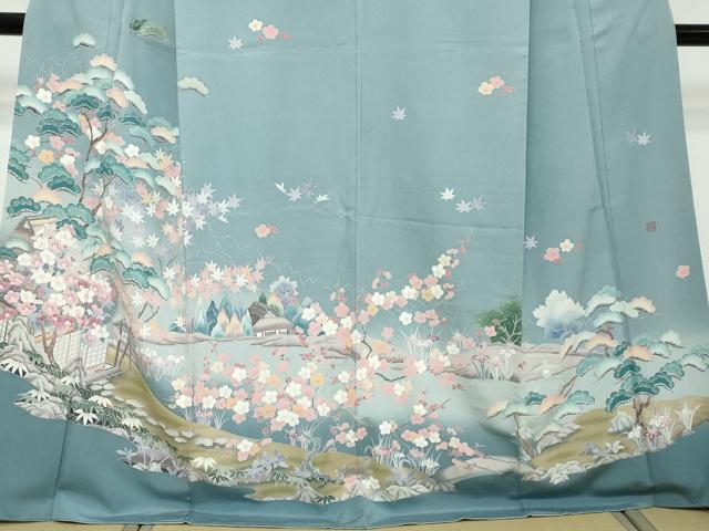 平和屋着物●訪問着 友禅 作家物 風景草花文 正絹 逸品 DABI2509ud
