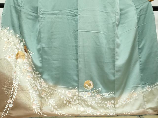 平和屋着物●訪問着 雪輪花蝶文 暈し染め 金彩 ロング丈 正絹 逸品 DABI2511ud