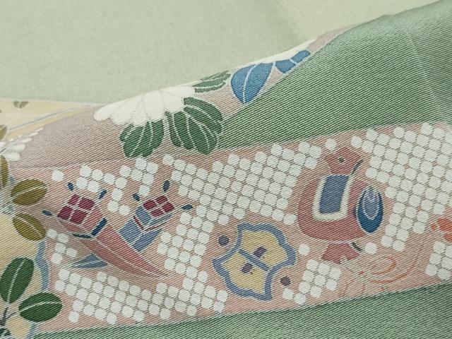平和屋着物●手描友禅 奥田秀水 訪問着 駒刺繍 雪輪熨斗草花文 暈し染め 正絹 逸品 DABI2514ud