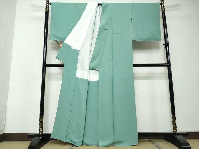 平和屋着物●本草木染作家 瑞鳳 色無地 錆浅葱色 正絹 逸品 DABI2527ud