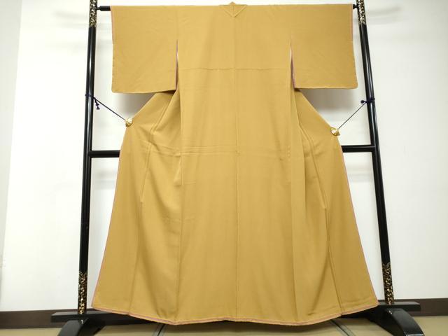 平和屋着物●上質な色無地 山吹茶色 やまと誂製 正絹 逸品 DABI2529ud