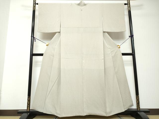 平和屋着物●上質な色無地 吉祥七宝地紋 砂色 正絹 逸品 DABI2535ud