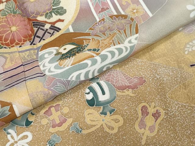 平和屋着物●訪問着 宝尽くし花鳥文 暈し染め 金彩 正絹 逸品 DABI2543ud