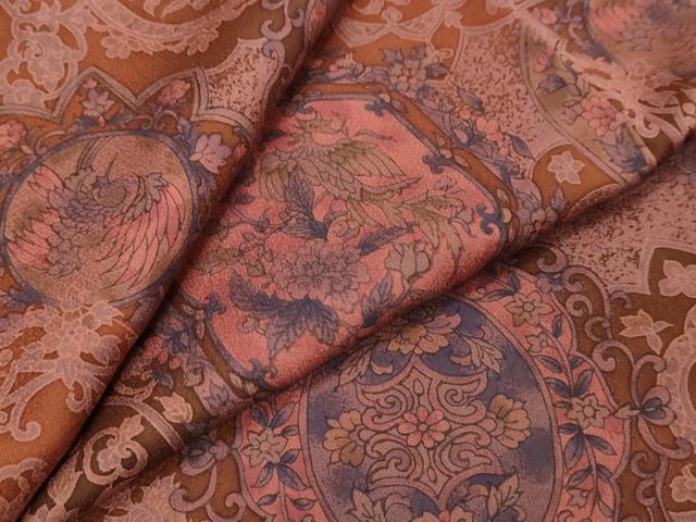 平和屋着物●上質な小紋 更紗花鳥絵皿文 正絹 逸品 DABI2544ud