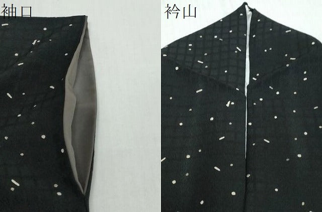 平和屋着物●上質な小紋 箔散らし文 黒地 正絹 逸品 DABI2545ud