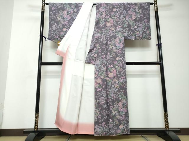 平和屋着物●上質な小紋 印度更紗ロード サフラン染 草花文 証紙付き 正絹 逸品 DABI2547ud