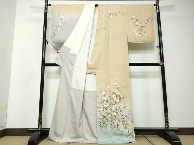 平和屋着物●訪問着 友禅 作家物 草花文 暈し染め 正絹 逸品 DABI2549ud