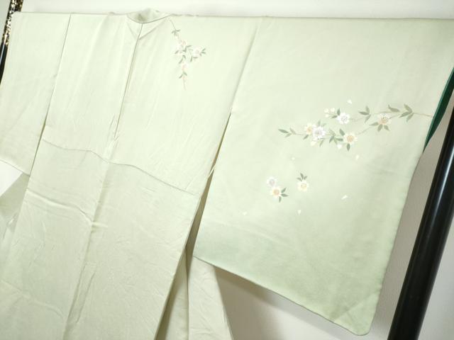 平和屋着物●訪問着 駒刺繍 貝桶草花文 暈し染め 金銀彩 やまと誂製 正絹 逸品 DABI2550ud