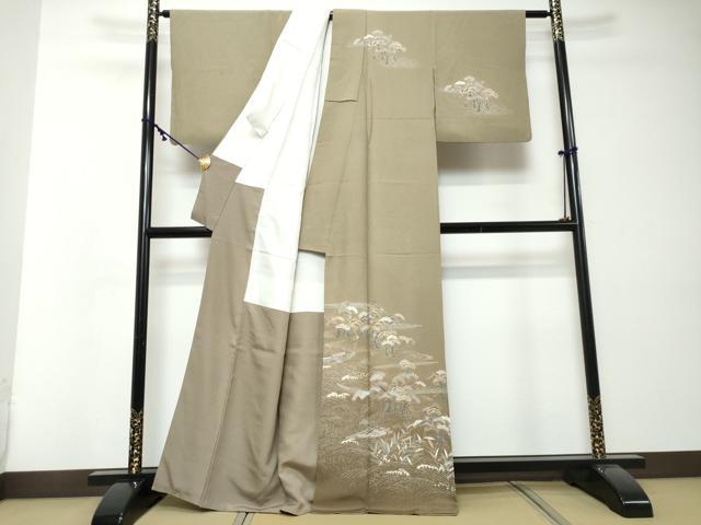 平和屋着物●訪問着 駒刺繍 浜松小舟文 暈し染め 金彩 正絹 逸品 DABI2551ud