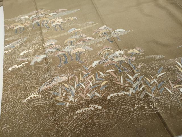 平和屋着物●訪問着 駒刺繍 浜松小舟文 暈し染め 金彩 正絹 逸品 DABI2551ud