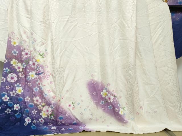平和屋着物●豪華振袖 舞花文 暈し染め 金彩 正絹 逸品 DABI2554ud