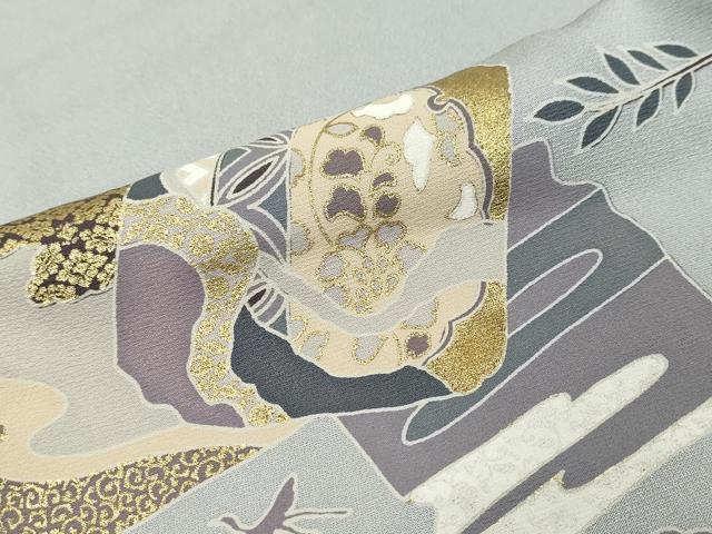 平和屋着物●訪問着 駒刺繍 色紙重ね飛鶴草花文 金彩 正絹 逸品 DABI2558ud