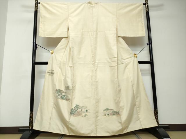 平和屋着物●訪問着 紬地 人物風景文 正絹 逸品 未使用 DABI2565ud