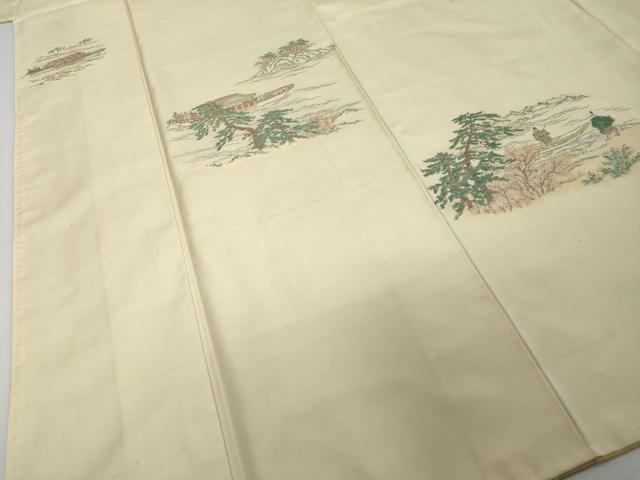 平和屋着物●訪問着 紬地 人物風景文 正絹 逸品 未使用 DABI2565ud