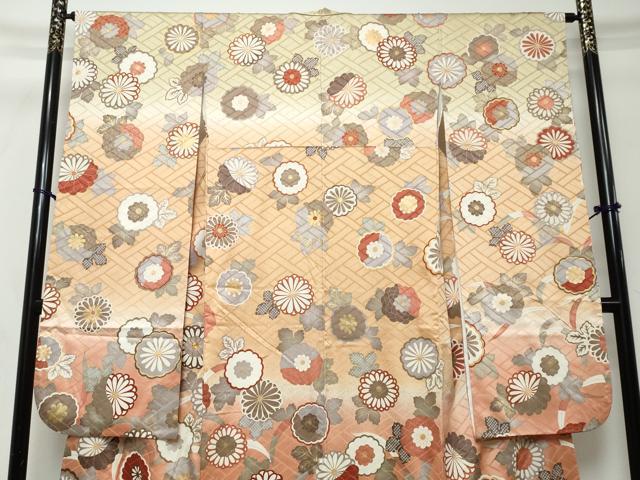 平和屋着物●十日町老舗ブランド 吉澤友禅 吾妻徳穂 振袖 駒刺繍 舞花文 暈し染め 金彩 正絹 逸品 DABI2575ud