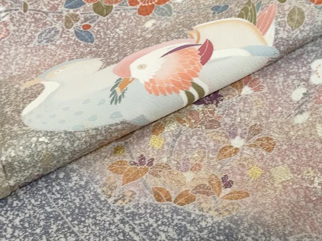 平和屋着物●訪問着 流水鴛鴦枝花文 暈し染め 金彩 正絹 逸品 DABI2577ud