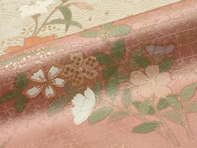 平和屋着物●訪問着 雪輪飾花文 暈し染め 金彩 正絹 逸品 DABI2578ud