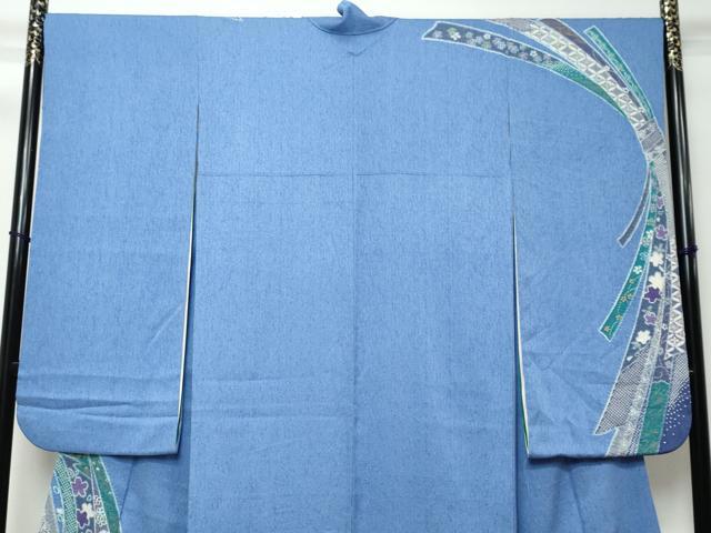 平和屋着物●豪華振袖 水晶染 熨斗草花文 金彩 銀通し地 正絹 逸品 DABI2585ud