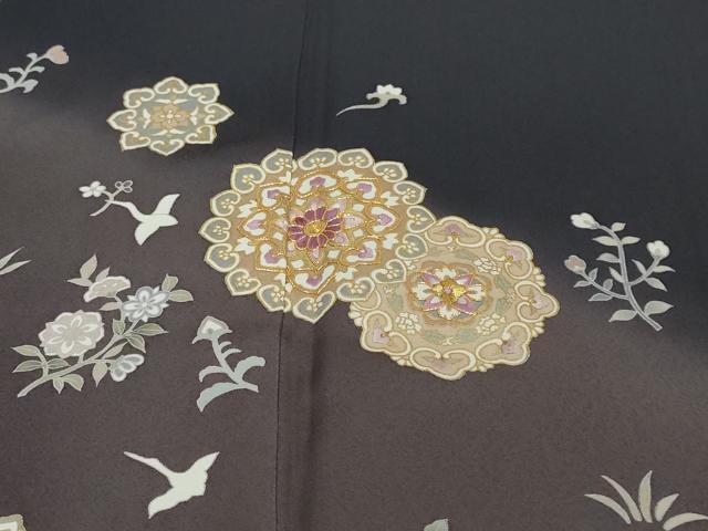平和屋着物●西陣 京の名門 じゅらく謹製 帝王紫 訪問着 駒刺繍 花鳥文 暈し染め 正絹 逸品 DABI2589ud