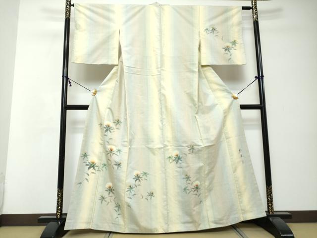 平和屋着物●紅花紬 米沢 訪問着 作家物 草花文 正絹 逸品 DABI2596ud