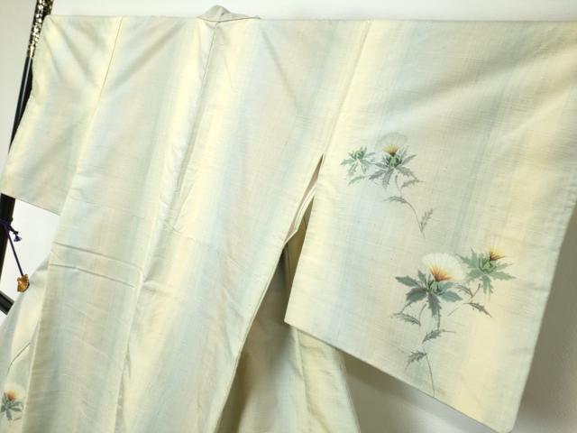 平和屋着物●紅花紬 米沢 訪問着 作家物 草花文 正絹 逸品 DABI2596ud