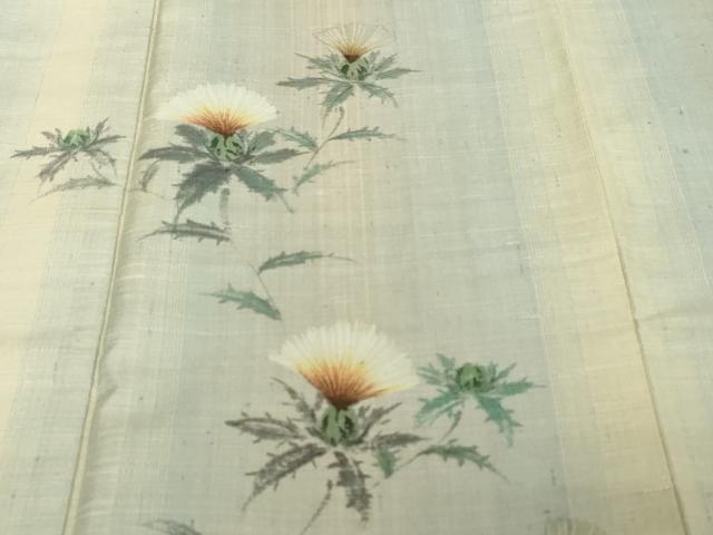平和屋着物●紅花紬 米沢 訪問着 作家物 草花文 正絹 逸品 DABI2596ud