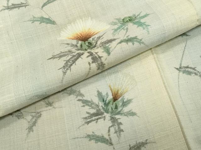 平和屋着物●紅花紬 米沢 訪問着 作家物 草花文 正絹 逸品 DABI2596ud