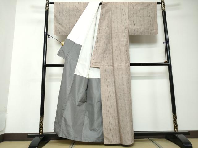 平和屋着物●ぜんまい紬 抽象間道 正絹 逸品 DABI2597ud
