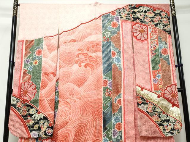 平和屋着物●豪華振袖 総絞り 宝尽くし草花文 金彩 正絹 逸品 DABI2600ud