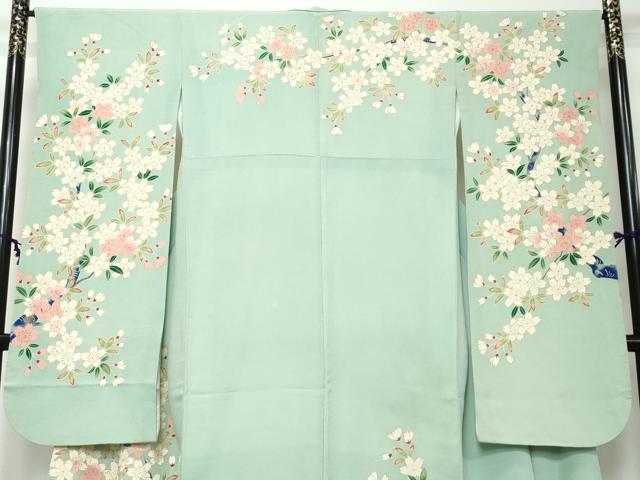 平和屋着物●豪華振袖 枝桜文 金彩 鬼しぼ縮緬 正絹 逸品 DABI2602ud