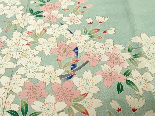 平和屋着物●豪華振袖 枝桜文 金彩 鬼しぼ縮緬 正絹 逸品 DABI2602ud