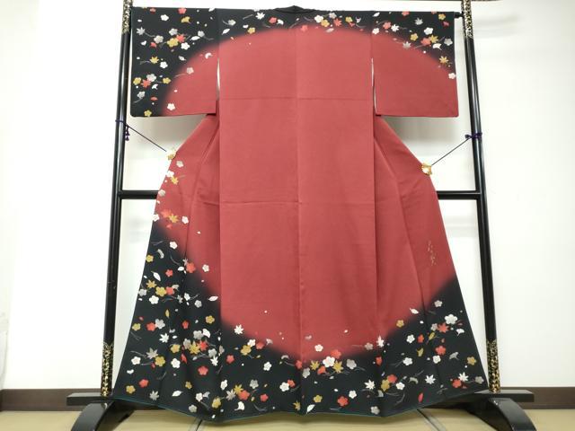 平和屋着物●皇室デザイナー 中村乃武夫 訪問着 草花文 暈し染め 正絹 逸品 DABI2603ud