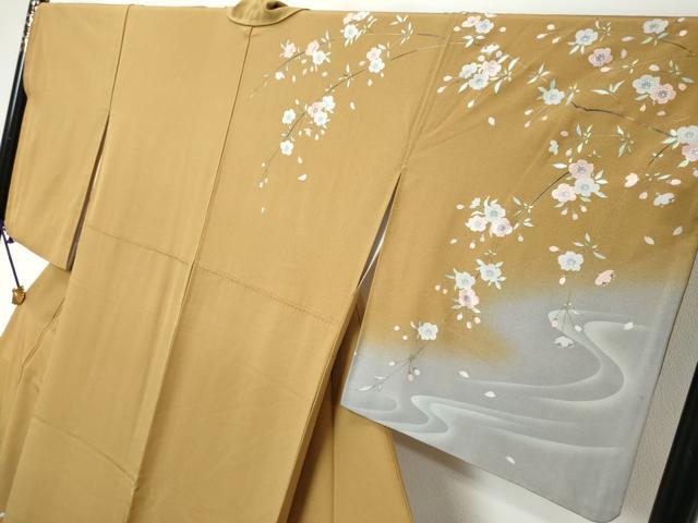 平和屋着物●訪問着 作家物 流水花鳥文 暈し染め 金彩 正絹 逸品 DABI2606ud