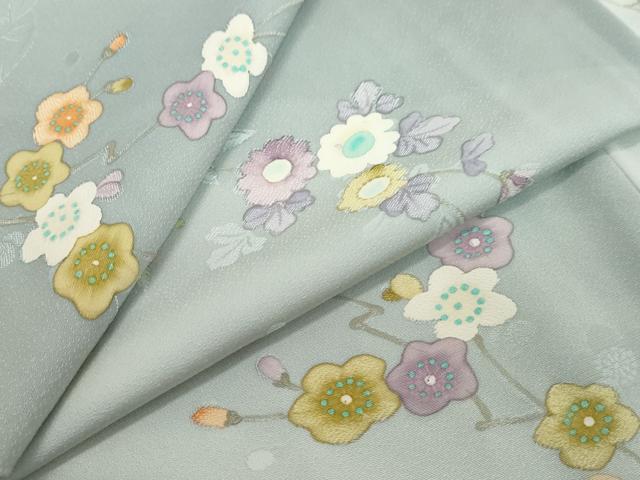 平和屋着物●上質な小紋 地紋起こし 草花文 正絹 逸品 DABI2616ud