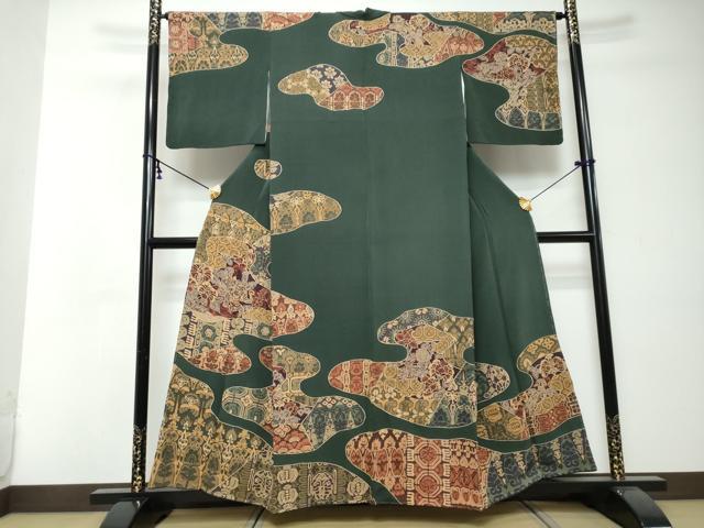 平和屋着物●中国三大刺繍 汕頭刺繍 スワトウ刺繍 総刺繍 訪問着 人物洋花文 鬼しぼ縮緬 正絹 逸品 未使用 DABI2622ud